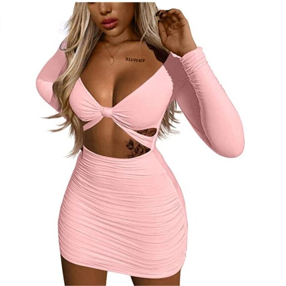 Boutique Dresses & Skirts - Women's Sexy Bodycon Deep V Neck Long Sleeve